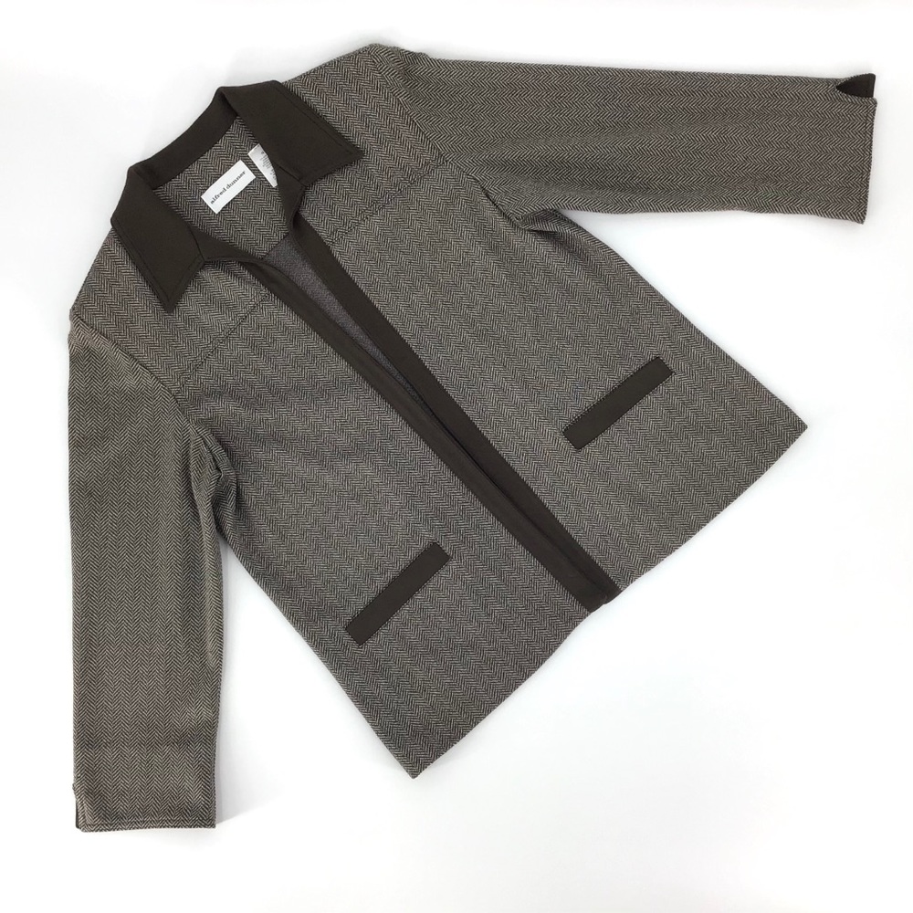 Alfred Dunner Cocoa Herringbone Open Blazer, 10